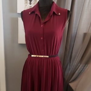 Burgundy Pleated Dress